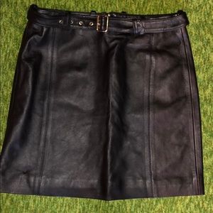 Black leather mini skirt
